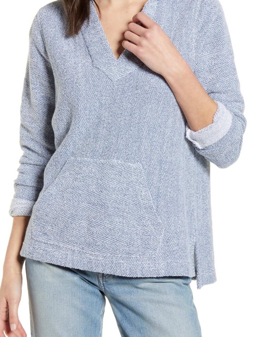 Faherty Whitewater Hoodie Seabrook French Terry Blue Poncho Size Extra Small